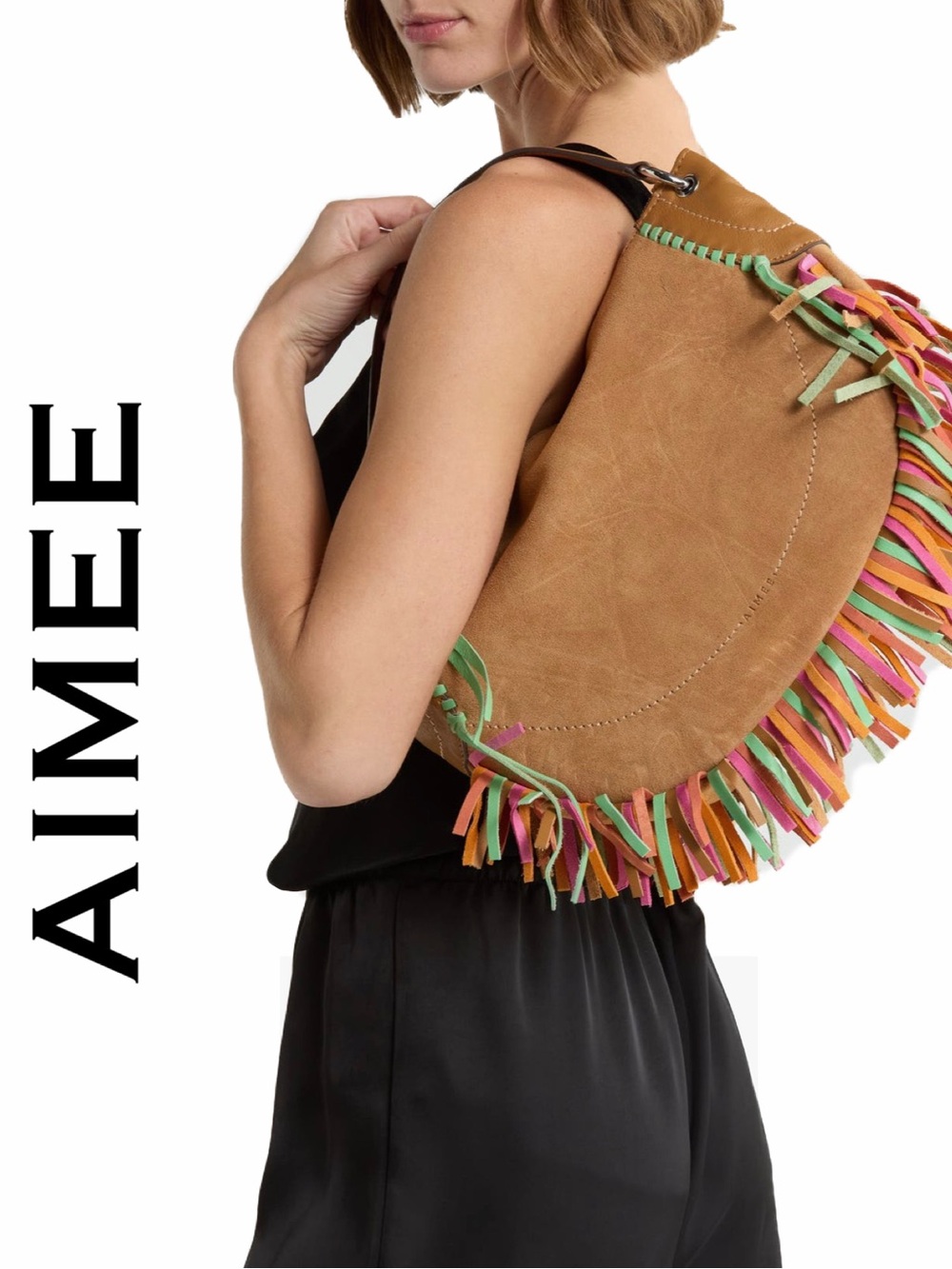 AIMEE Dante Fringe  Leather Shoulder Bag
